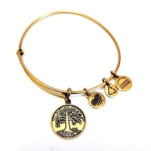 Alex & Ani Energy Gold Tone Tree of Life Adjustable Bangle Charm Bracelet